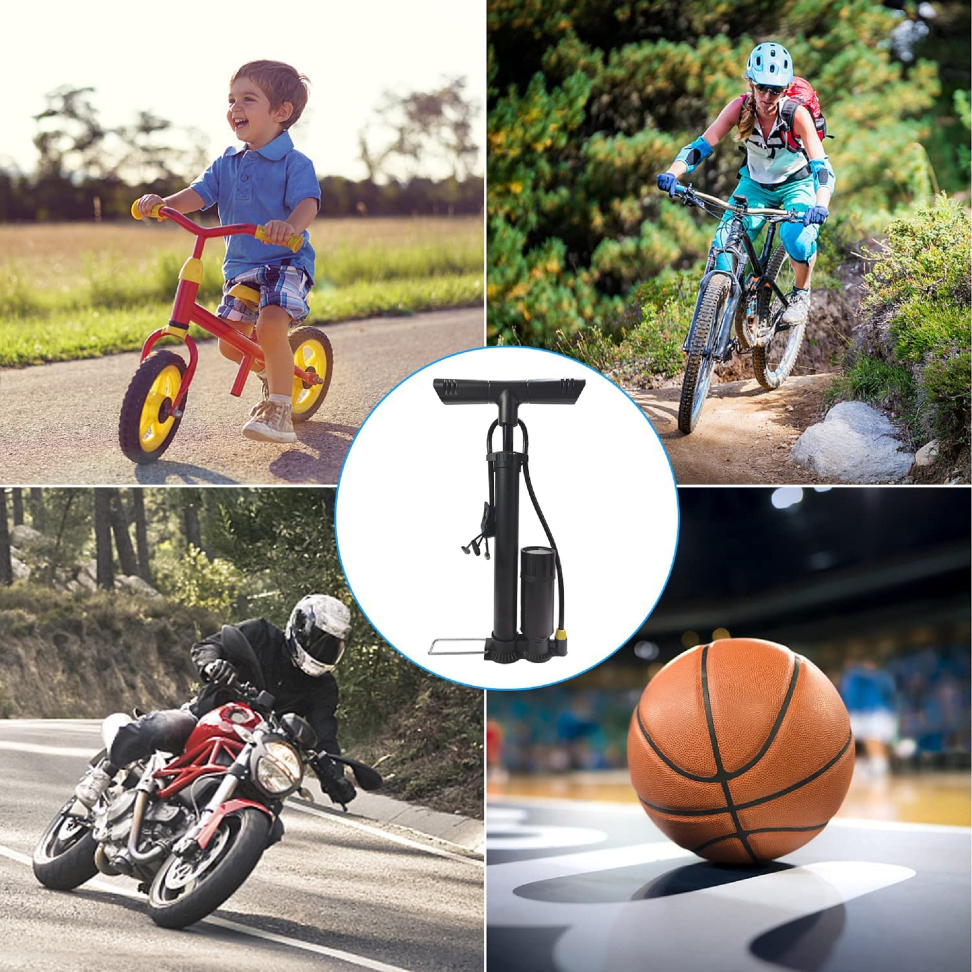Schanno Bike Pump, Air Pump with 160 PSI High Pressure Gauge Bicycle Floor Pump with Schrader and Presta Valve for Bike Tires, Balls, Balloons