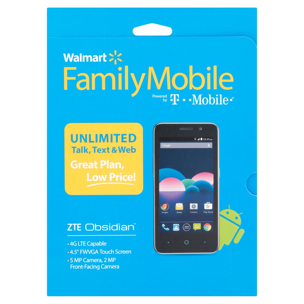 Walmart TMobile Family Mobile ZTE Obsidian Cellphone