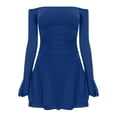 thumbnail image 3 of WILLBEST Vestidos Cortos Para Mujer Vestido Mini Fruncido Con Hombros Descubiertos Para Mujer Vestido Corto Ajustado Belleza De Manga Larga Con Volantes En Capas Y Fluido Para Otoño 285, 3 of 3