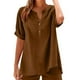 thumbnail image 2 of Tops de otoño para mujer,Conjunto de top y pantalón corto de manga corta holgado e informal para mujer, 100 % poliéster, cuello en V, ideal para el hogar, sopatenor, 2 of 8