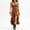 Brown, variant on AJGRHE Womens Bohemian Spaghetti Strap Dress, Wrap V-Neck Ruched Waist Asymmetrical Ruffle Hem Casual Party Wear Khaki M