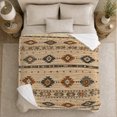 thumbnail image 4 of Rust And Teal Diamond Bands, Cozy Flannel Blanket for Geometric Art Enthusiasts, Rustic Southwestern Geometric Pattern Illustration Home Decor for Living Room and Bedroom, Housewarming Gift, 4 of 7