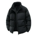 thumbnail image 3 of LTTVQM Mens Winter Thickened Windproof Warm Hooded Coat Color Block Wear Comfortable Outerwear Cotton Jacket Black 3XL, 3 of 4