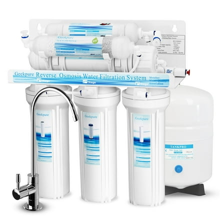 Geekpure 6-Stage Reverse Osmosis Water Filter System with Alkaline pH  Remineralization Filter-75 GPD