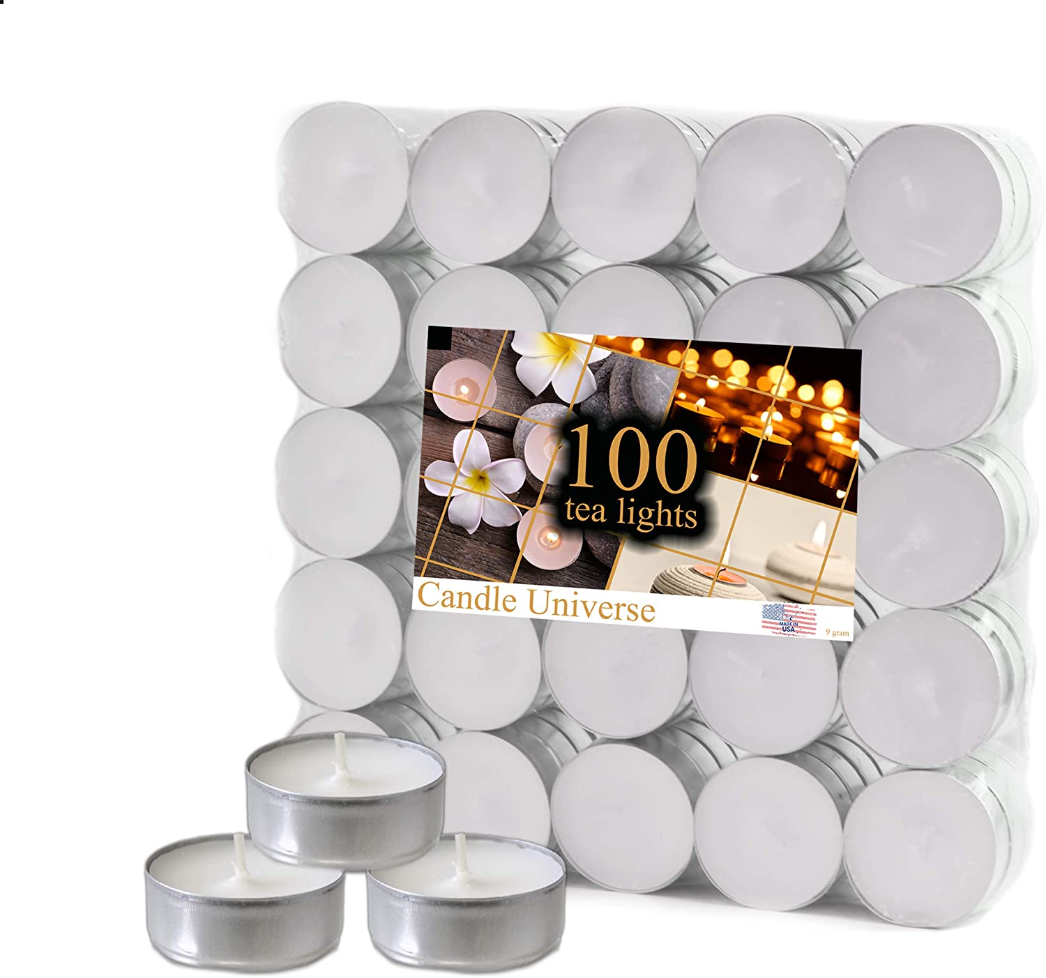 CANDLE UNIVERSE Tea Lights UNSCENTED TEALIGHT Candles White 100