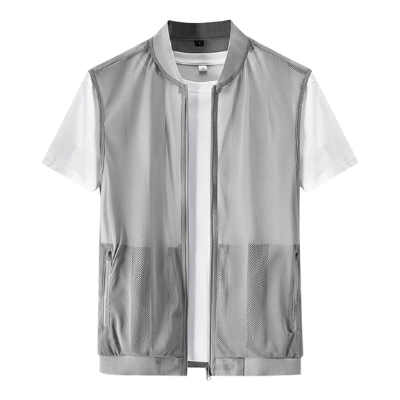 Fewfanhot Men's Mesh Sleeveless Vest Lightweight Breathable Sun Protection Jacket Quick Dry Fabric for Outdoor Hiking, Fishing and Summer Activities