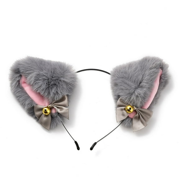 Anime Cosplay with Fluffy Cat Ears Head Band Japanese Lolita Head Bands Girls Party Costume Hair Accessories Light Grey 250mm