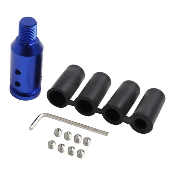 Gear Shift Knob Adapter Set with 3 Plastic Hoses for Non-Threaded Shifters - Universal Fit, Aluminum Alloy Blue