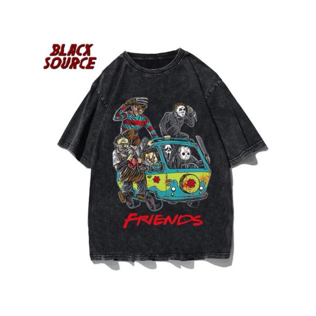 Unique Design, "FRIENDS" Horror Character Print, Men's T-Shirt, Fashionable