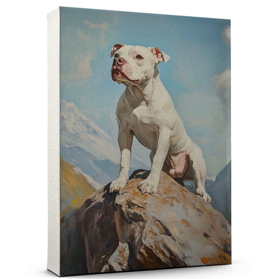 American Bulldog Dog Playing Climbing Canvas – Sports Dog, Perfect for Animal Lovers, American Bulldog Dog Canvas, Climbing Canvas Wall Art for Rooms