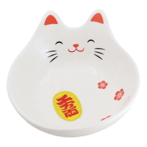 Pack Of 4 Maneki Neko Lucky Cat Small 4.75" D Appetizer Coupe Plate Dish Bowls