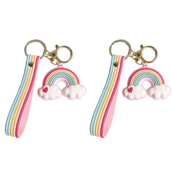 2pcs Adorable Rainbow Cartoon Key Chains Bag Keys Pendants Valentines Gift