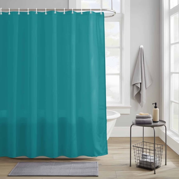 Teal Fabric Shower Curtain for Bathroom Waterproof Polyester Bath Curtain with 12 Hooks Solid Color Washable Shower Curtain with Grommets 60"x72"