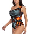 thumbnail image 5 of Daiia Flame Metal Skull Women's One Piece Swimsuits Personalized One Shoulder Swimwear Asymmetric Ruffle Bathing Suits-XX-Large, 5 of 8