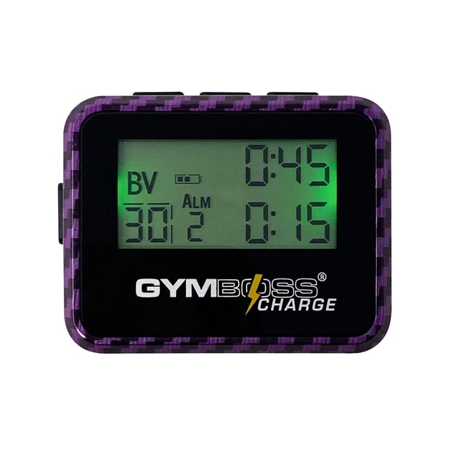 Temporizador de intervalos y cronómetro Gymboss Charge Carbon Purple