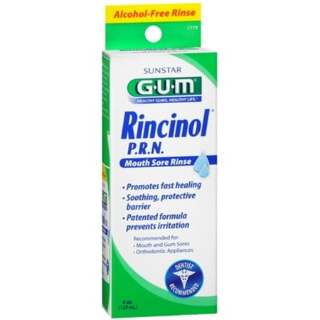 GUM Rincinol P.R.N. Mouth Sore Rinse 4 oz (Best Mouth Rinse For Receding Gums)