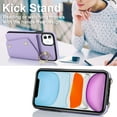 thumbnail image 4 of ShellTech for iPhone 11 Case with Card Holder and Strap - Zipper Pocket,Crossbody Lanyard Strap,Credit Card Holder,Stand Ring,Cute Phone Wallet Case for Women,Purple, 4 of 10