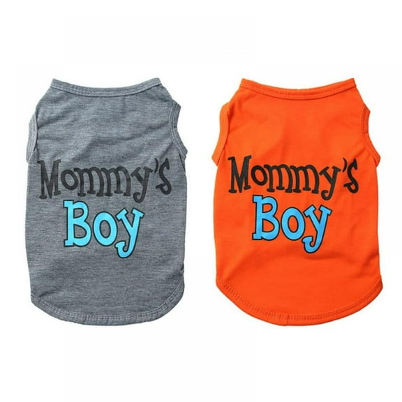 2-Pack Mommy's Boy Dog Shirt Male Puppy Clothes for Small Dog Boy Chihuahua Yorkies Bulldog Pet Cat Outfits Tshirt Apparel (Small, Gray Orange)