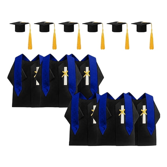 6 Sets Graduation Bottle Covers - Black Cap & Gown Bottle Toppers with Yellow Tassels, Graduation Party Decorations for Champagne, , and Drink Bottles