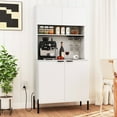 thumbnail image 4 of Costway 64.5" Kitchen Pantry Cabinet with Charging Station Wine Glass Rack Adjustable Shelf White, 4 of 10