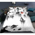 thumbnail image 3 of Landscape Painting Bedding Set Scenery Soft Bed Linen Home Decor Single Twin Full Size For Adults Ink And Wash Duvet Cover Set, 3 of 7