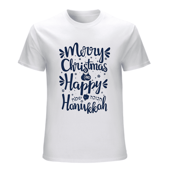 Happy Hanukkah and Merry Christmas Men Women T-Shirt
