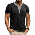 thumbnail image 4 of Youthup Men's Vintage-Inspired Half-Button Breathable T-Shirt with Chest Pocket for Urban Casual Wear, 4 of 8