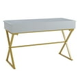 thumbnail image 6 of Linon Paynter 2-Drawer X-Frame Desk, 47.25" Wide, Gray Finish with Gold Metal Legs, 6 of 11