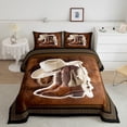 thumbnail image 2 of jejeloiu Brpwn Cowboy Boots Full Size Comforter Sets,Rustic Cowhide Pattern Bedding Comforter Set,Cabin Farmhouse Bedding Sets For Boys Girls,Breathable Home Decor,3 Pieces, 2 of 8