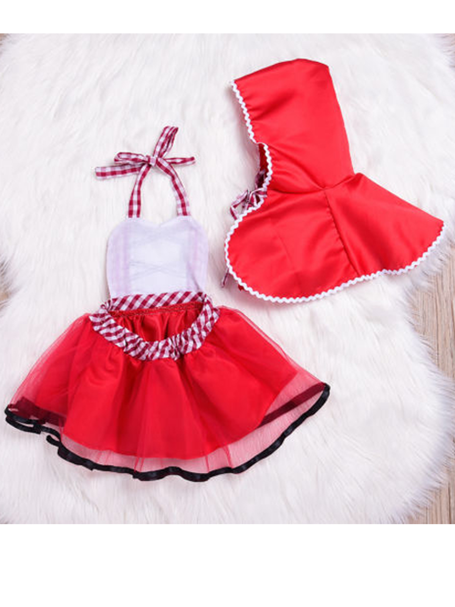 Eyicmarn Cosplay Little Red Riding Hood Garment for Babies with Cape - image 4 of 6