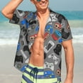 thumbnail image 4 of Uemuo Video Game Printed Regular Fit Short Sleeve Casual Hawaiian Shirt for Men,Aloha shirt,Tropical shirt,Floral print shirt,Vacation Beach shirt-Large, 4 of 9