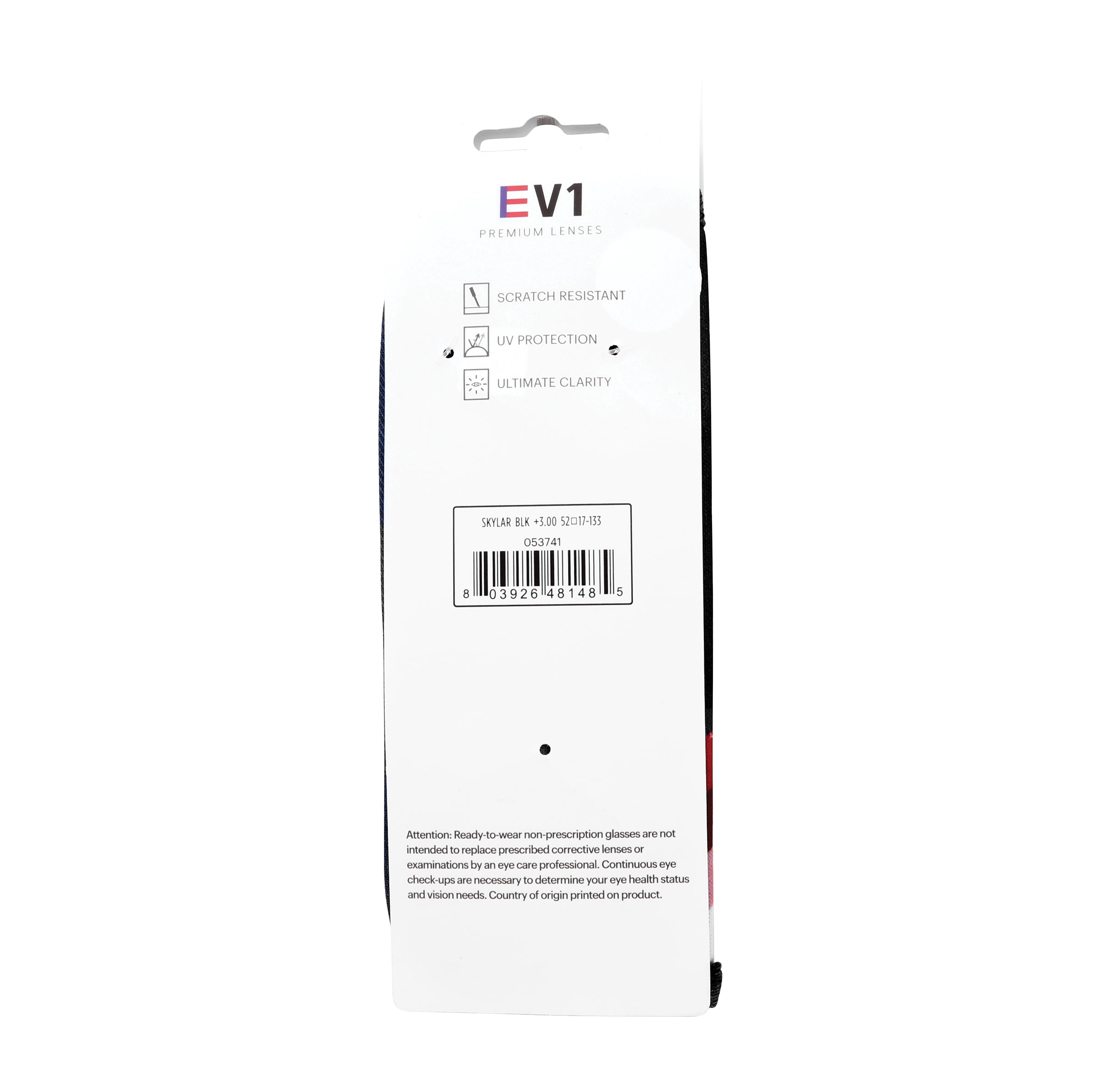 (2 pack) EV1 Skylar Black +3.00 Reading Glasses with Case