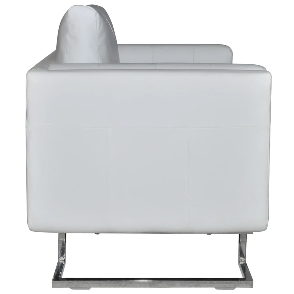 Kepooman Armchair with Wooden Frame for Bedroom, White Kepooman Armchair with Wooden Frame for Bedroom, White