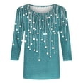 thumbnail image 7 of JTZGDY Womens Plus Size Tops Fashion Printed Fall 3/4 Length Sleeve Crewneck Graphic T-Shirts Loose Oversized Dressy Tunic Pullover Blouse Blue#01 XXL, 7 of 7