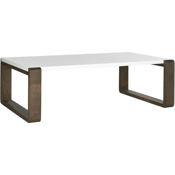 SAFAVIEH Bartholomew Lacquer Coffee Table, White/Dark Brown