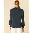 thumbnail image 5 of DARING DIVA Women's Stand Collar Long Sleeve Office Blouse 3XL Navy Blue, 5 of 6