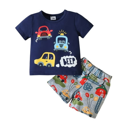 

KTJTDRVH Litter Boys Fall Outfits Short Sleeve Cartoon Dinosaur Prints T Shirt Pullover Tops And Shorts Outfits Lively & Lovely