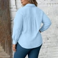 thumbnail image 4 of Plus Size Long Sleeve Tops for Women Button Down Collared Shirt Solid Color T Shirts Loose Fit Casual Dressy Blouse with Pocket, 4 of 6