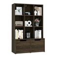 thumbnail image 4 of Homhougo Modern Cube Bookcase, 9-Cube Storage Cabinet Display Shelf with 2 Mobile Drawers, Expresso Finish, 4 of 14