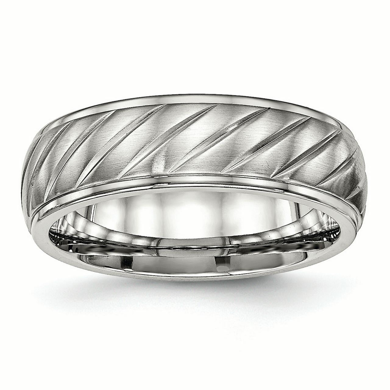 Bridal Wedding Bands Decorative Bands Stainless Steel Polished Textured Ring Size 10