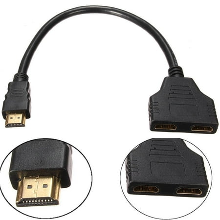 - 1080P HDMI Port Male to 2Female 1 In 2 Out Splitter Cable Adapter Converter Home