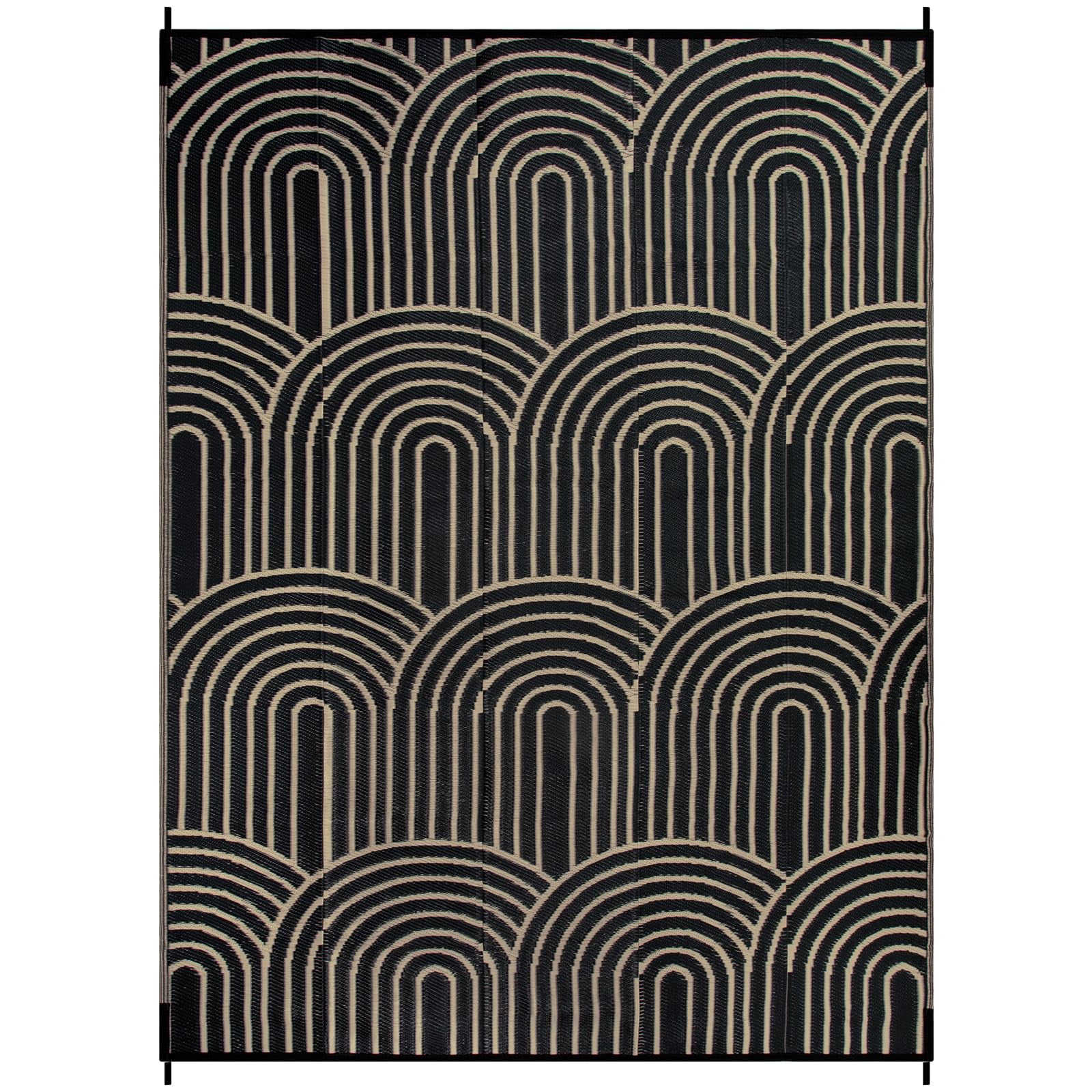 Lahome Decor 8’X10’ Rainbow Outdoor Rug for Patio,Beach Mats Waterproof, Camping Rug for Outside RV, Portable Plastic Straw Outdoor Area Rug for Backyard, Garden, Pool Deck