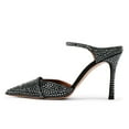 thumbnail image 2 of FSJ Women Fashion Rhinestones Strappy Slide Pumps Stiletto High Heels Slip On Pointed Toe Backless Mule Sandals Wedding Party Dress Shoes Size 8.5 Black, 2 of 4