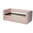 thumbnail image 6 of Bowery Hill Contemporary Pink Velvet Upholstered Twin Size Daybed with Trundle, 6 of 11