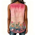 thumbnail image 5 of Qulqfy Womens Tank Tops Casual Crew Neck Sleeveless Loose Fit Dressy Pleated Button Down Multicolor Hem Slit Summer Tops L, 5 of 6