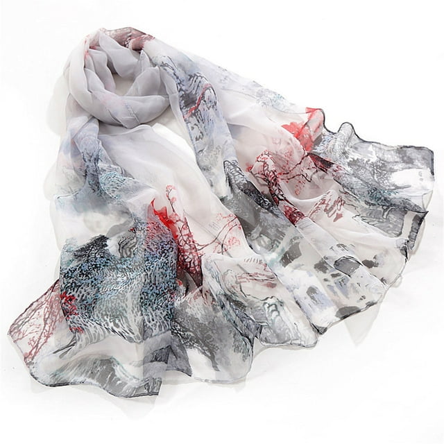 Pxiakgy Scarfs For Women Lightweight Print Floral Pattern Scarf Shawl Fashion Scarves Shawls And Wraps For Spring Grey + One size