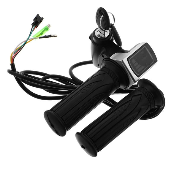 MLINS Twist Throttle Speed Controller with LCD Display and Lock Long Line Throttle Handle Grips for Electric Bicycles and Scooters