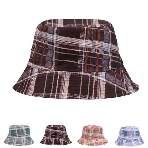 CHUMUD Fashionable Vintage Plaid Bucket Hat for Men Women Unisex Fisherman Cap Summer Travel Beach Sun Hats for Outdoor Headwear