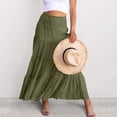 thumbnail image 6 of QATAINLAV Women's Drawstring Smocked Waist Long Skirts Summer Flowy Boho Maxi Skirt Pleated A Line Skirts Casual Vacation Outfits Army Green XXL, 6 of 10