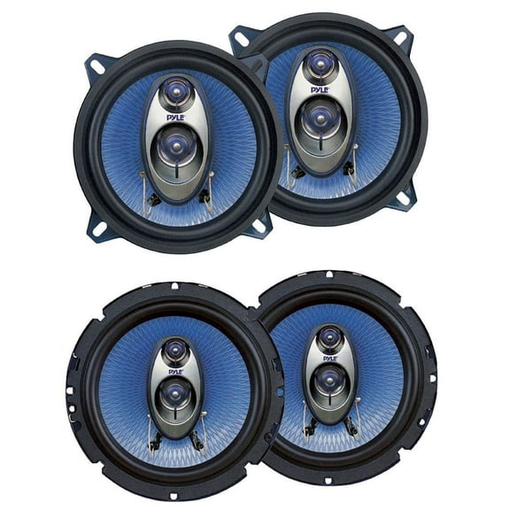 2 Pyle PL63BL 6.5" 360W 3-Way and PL53BL 5.25" 200W Car Audio Coaxial Speakers